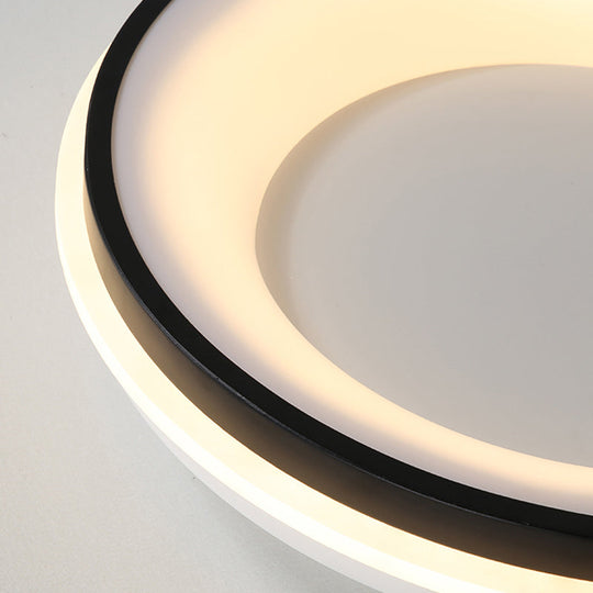 Modern Nordic Drum Flush Mount Led Ceiling Light In Metallic Black With Stepless Dimming Control -