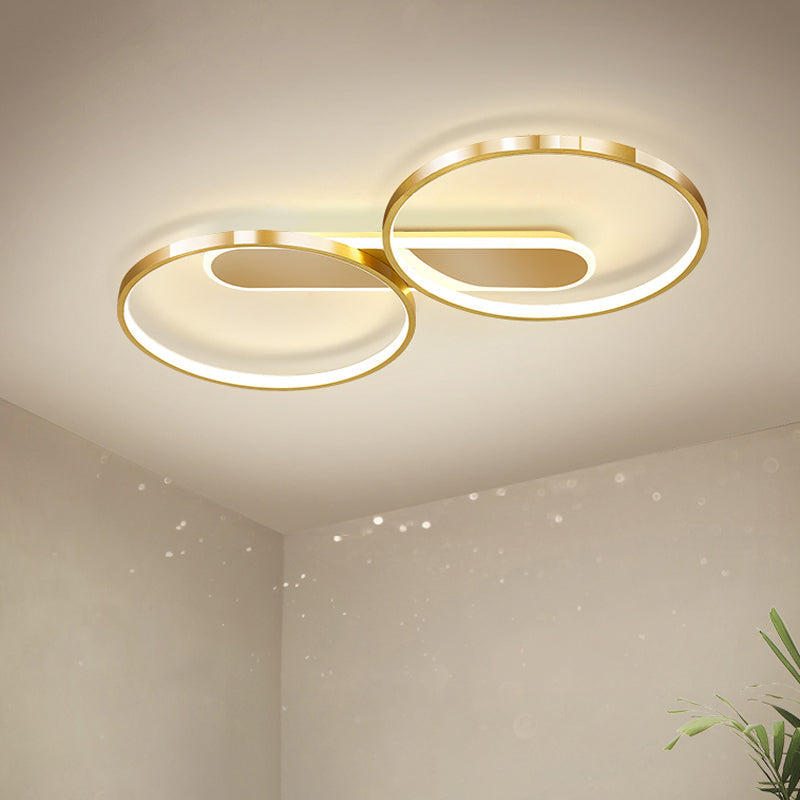 Modern Acrylic Led Gold Flush Mount Ceiling Light With Halo-Like Ring Design In Warm/White 22.5/31