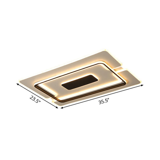 Modernist Led Aluminum Flushmount Ceiling Lamp - 35.5/45 Wide Black Long Frame Warm/White Light