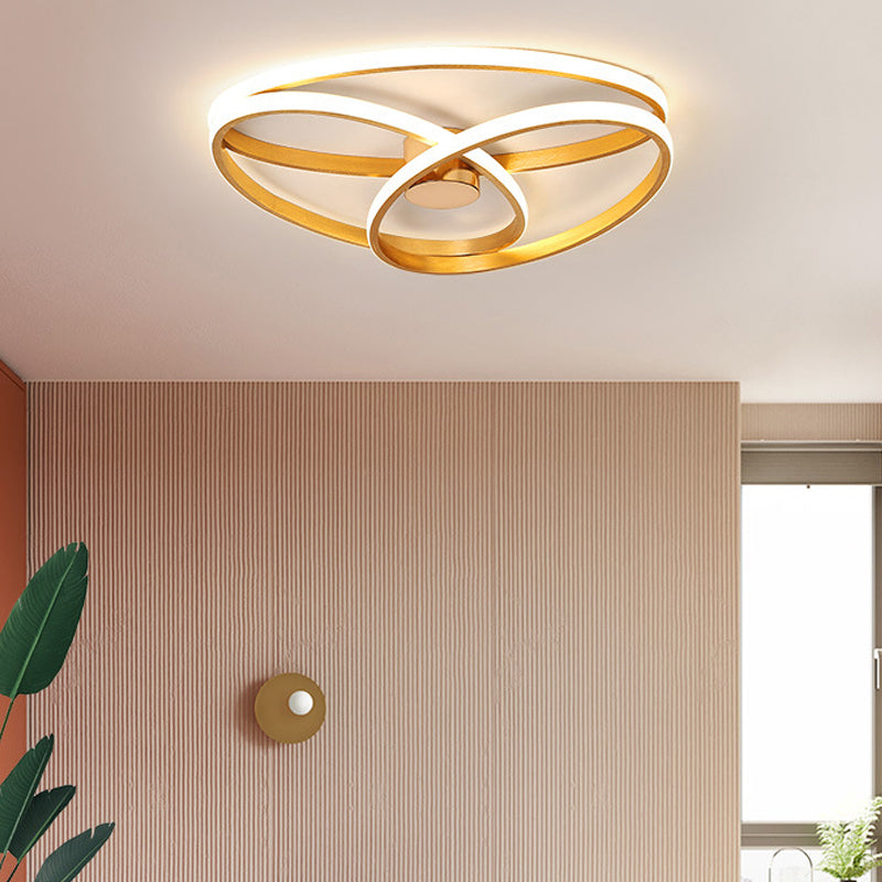 Modern Twisted Ceiling Mount Led Light Fixture In Gold