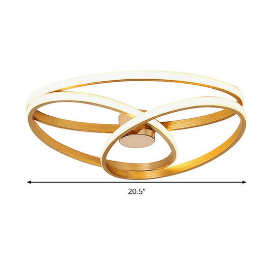 Modern Twisted Ceiling Mount Led Light Fixture In Gold