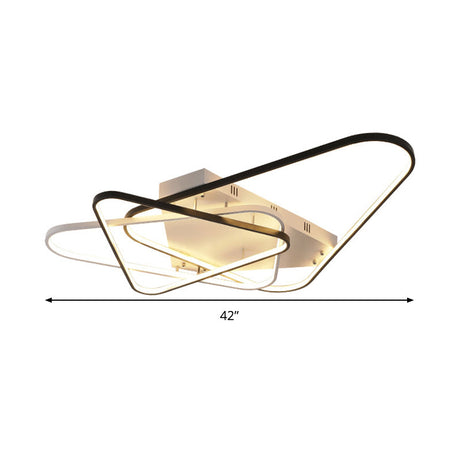 Modern Overlapping Acrylic Ceiling Light - Led Black/White Semi Flush Mount 33/42 Width