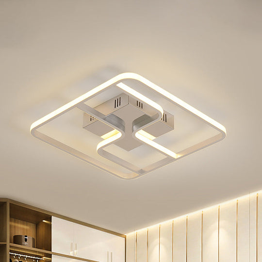 Sleek & Stylish Acrylic Square Led Ceiling Flush Mount Lighting Fixture (18’ 23.5’ W) In Chrome