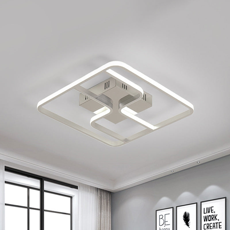 Sleek & Stylish Acrylic Square Led Ceiling Flush Mount Lighting Fixture (18’ 23.5’ W) In Chrome