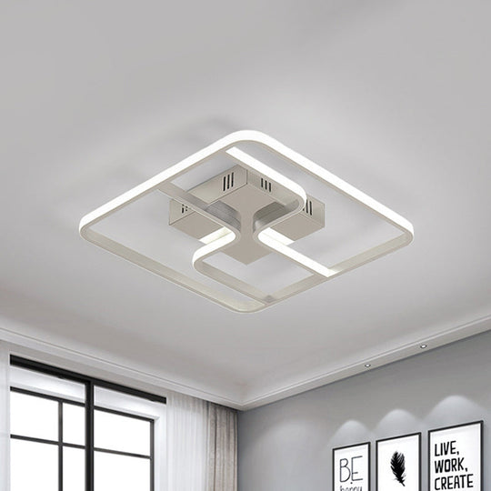 Sleek & Stylish Acrylic Square Led Ceiling Flush Mount Lighting Fixture (18’ 23.5’ W) In Chrome