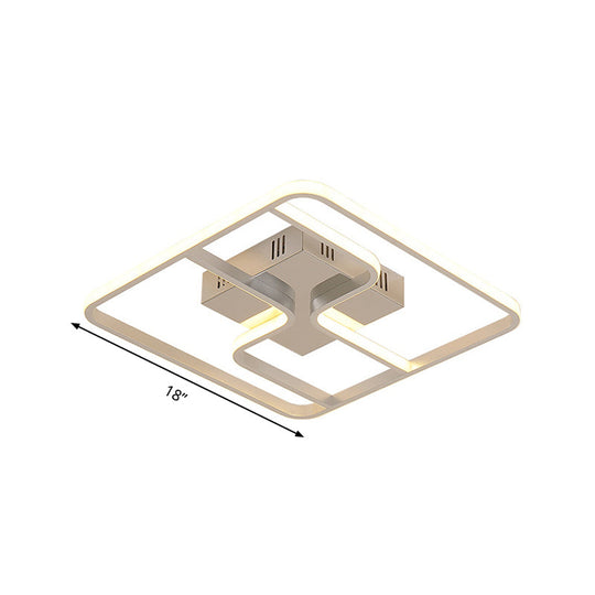 Sleek & Stylish Acrylic Square Led Ceiling Flush Mount Lighting Fixture (18 23.5 W) In Chrome