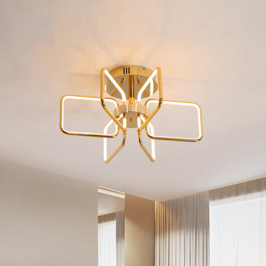 Gold Led Ceiling Light Modernism - Acrylic Semi Mount For Bedroom 23.5’/31.5’ W