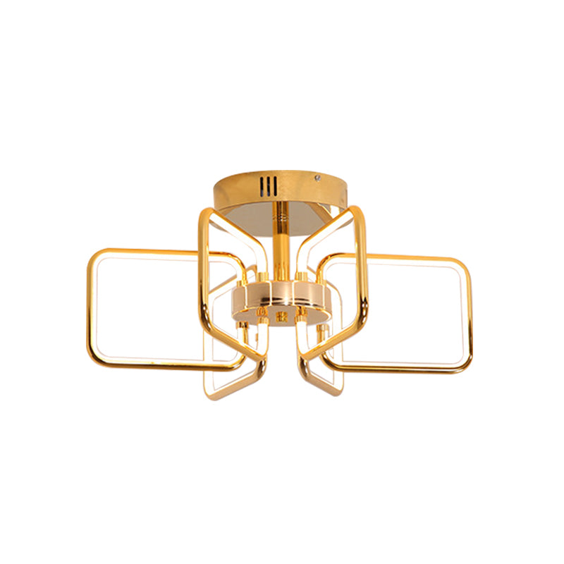 Gold Led Ceiling Light Modernism - Acrylic Semi Mount For Bedroom 23.5’/31.5’ W