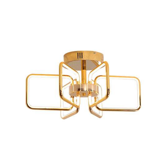 Gold Led Ceiling Light Modernism - Acrylic Semi Mount For Bedroom 23.5’/31.5’ W