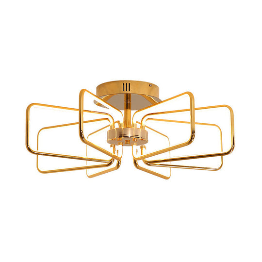 Gold Led Ceiling Light Modernism - Acrylic Semi Mount For Bedroom 23.5’/31.5’ W