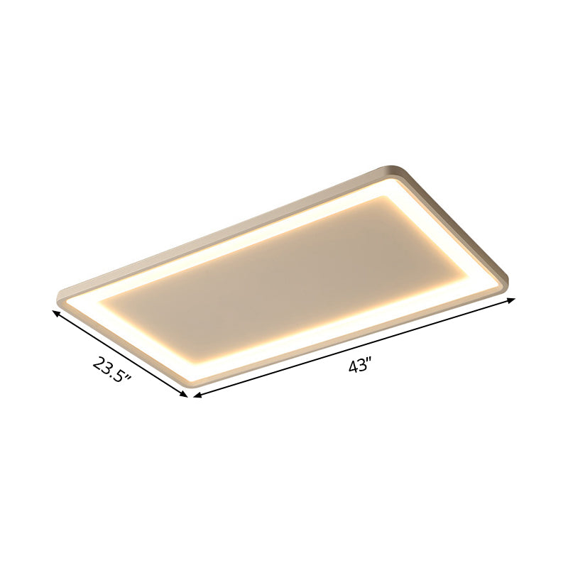 35.5’/43’ White Rectangle Led Flush Ceiling Light With Frosted Acrylic Shade - Warm/White