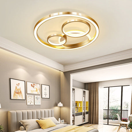 Modern Led Gold Flush Mount Spotlight Ceiling Fixture - 18/23.5 W Round Acrylic