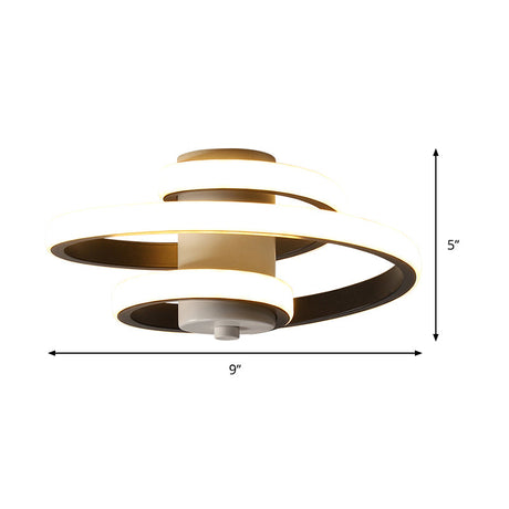 Contemporary Spiral Acrylic Led Ceiling Lamp With Warm/White/3-Color Light - White/Black Flush Mount