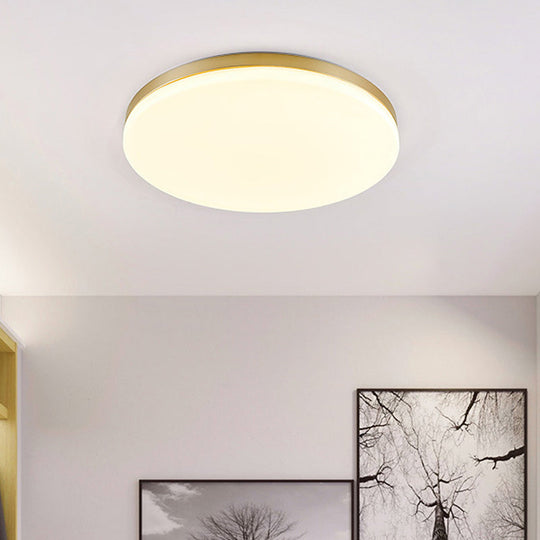 Minimalist Circle Acrylic Led Gold Ceiling Lamp - 15’/19’ Flushmount / 15’