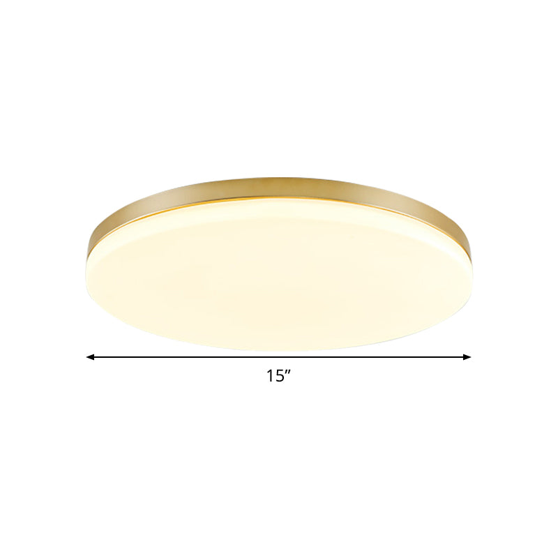 Minimalist Circle Acrylic Led Gold Ceiling Lamp - 15’/19’ Flushmount