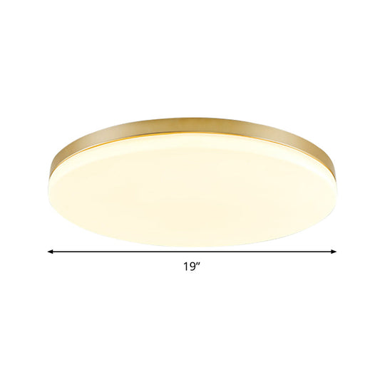 Minimalist Circle Acrylic Led Gold Ceiling Lamp - 15’/19’ Flushmount