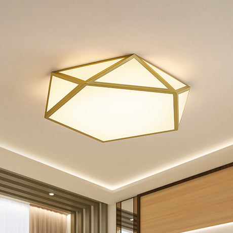 Gold Pentagon Ceiling Light - Nordic Led Flush Mount Lamp For Bedroom Wide 16.5/20.5
