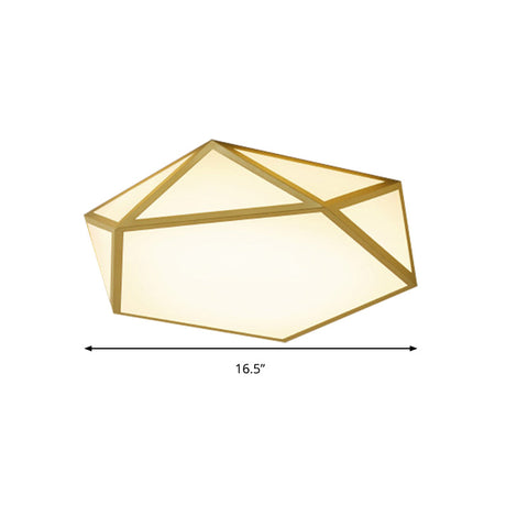 Gold Pentagon Ceiling Light - Nordic Led Flush Mount Lamp For Bedroom Wide 16.5/20.5