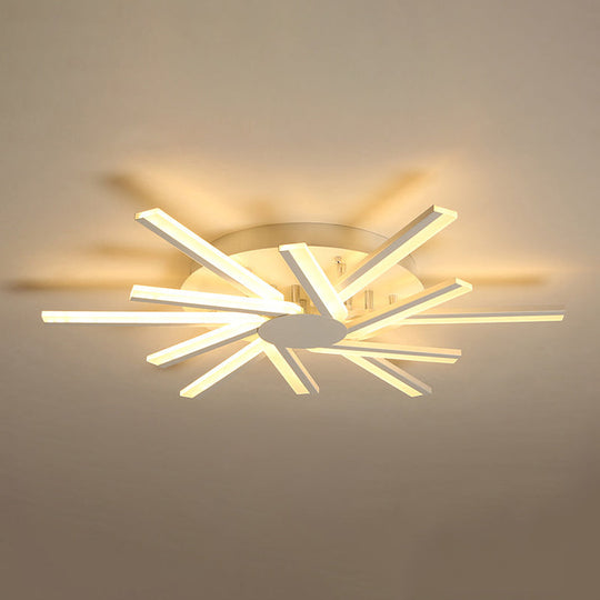 31.5’/39’ Led Living Room Ceiling Light White Semi Flush Fixture With Spiral Acrylic Shade In