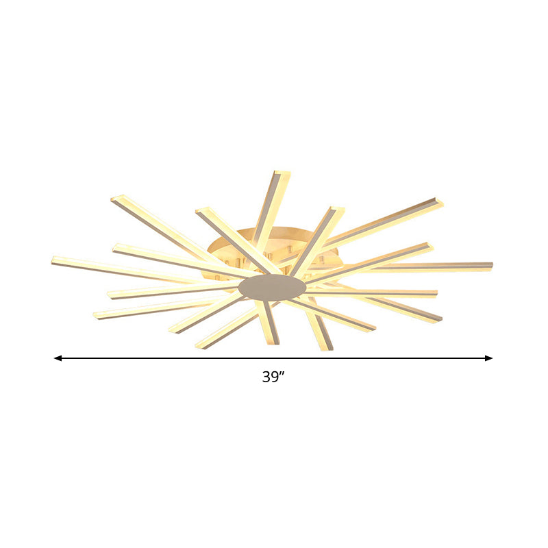 31.5’/39’ Led Living Room Ceiling Light White Semi Flush Fixture With Spiral Acrylic Shade In