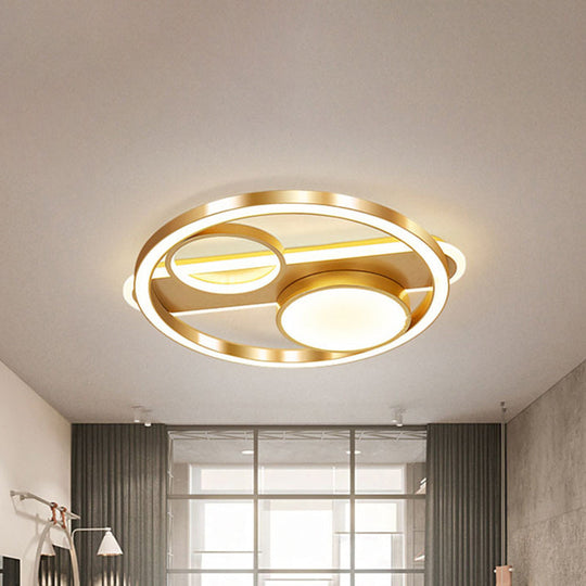Gold Round Nordic Led Ceiling Light - 18’/23.5’ Warm/White Living Room