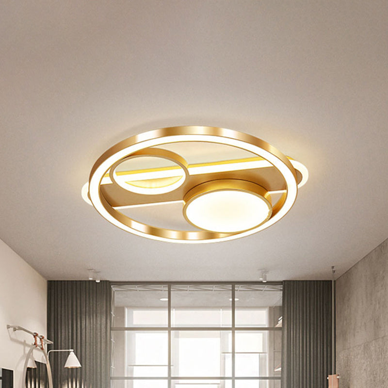 Gold Round Nordic Led Ceiling Light - 18/23.5 Warm/White Living Room