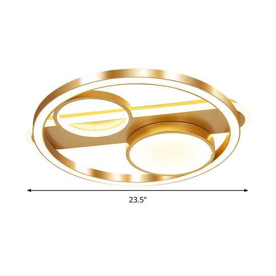 Gold Round Nordic Led Ceiling Light - 18’/23.5’ Warm/White Living Room