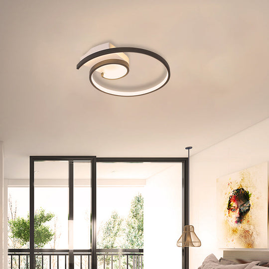 Ultra-Slim Curled Metal Led Flush Mount Ceiling Light - 16.5’’/20.5’’ Width Modern Style