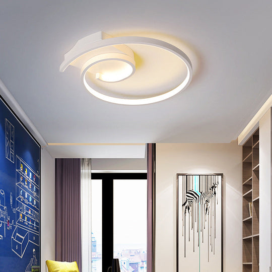 Ultra-Slim Curled Metal Led Flush Mount Ceiling Light - 16.5’’/20.5’’ Width Modern Style