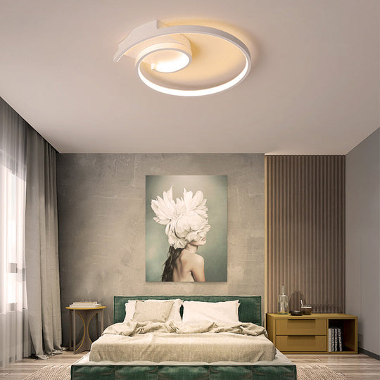 Ultra-Slim Curled Metal Led Flush Mount Ceiling Light - 16.5’’/20.5’’ Width Modern Style