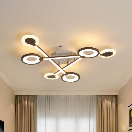 31.5’/39’ Crossed Ceiling Lighting: Modern Acrylic Led Black Flush Lamp (Warm/White Light)