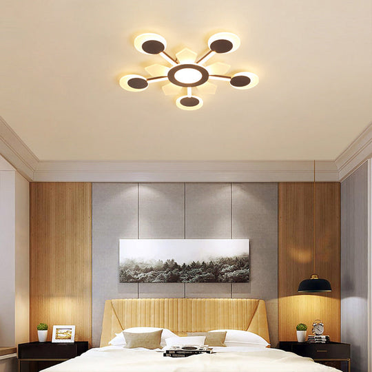 25’/31.5’ W Coffee Floral Flush Led Ceiling Light - Modernist Acrylic Flushmount Super Thin