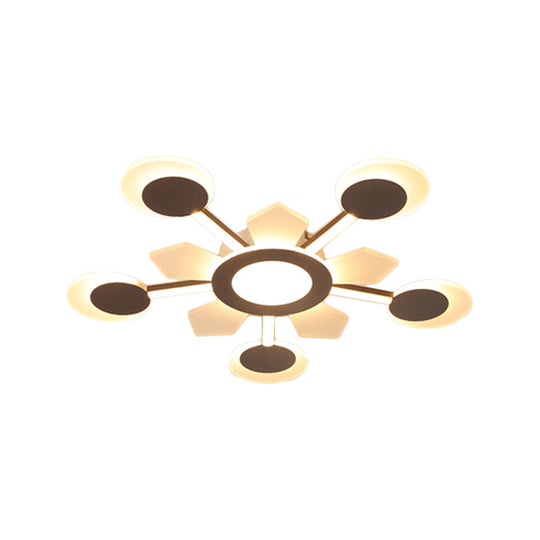 25’/31.5’ W Coffee Floral Flush Led Ceiling Light - Modernist Acrylic Flushmount Super Thin