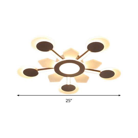 25’/31.5’ W Coffee Floral Flush Led Ceiling Light - Modernist Acrylic Flushmount Super Thin