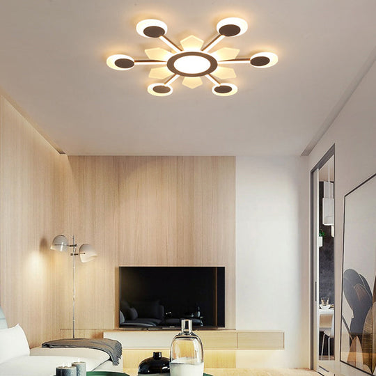 25’/31.5’ W Coffee Floral Flush Led Ceiling Light - Modernist Acrylic Flushmount Super Thin