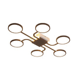 Contemporary Acrylic Led Ceiling Lamp - Flush Mount 4/5-Head Dark Coffee Warm/White Light 19.5/39 W