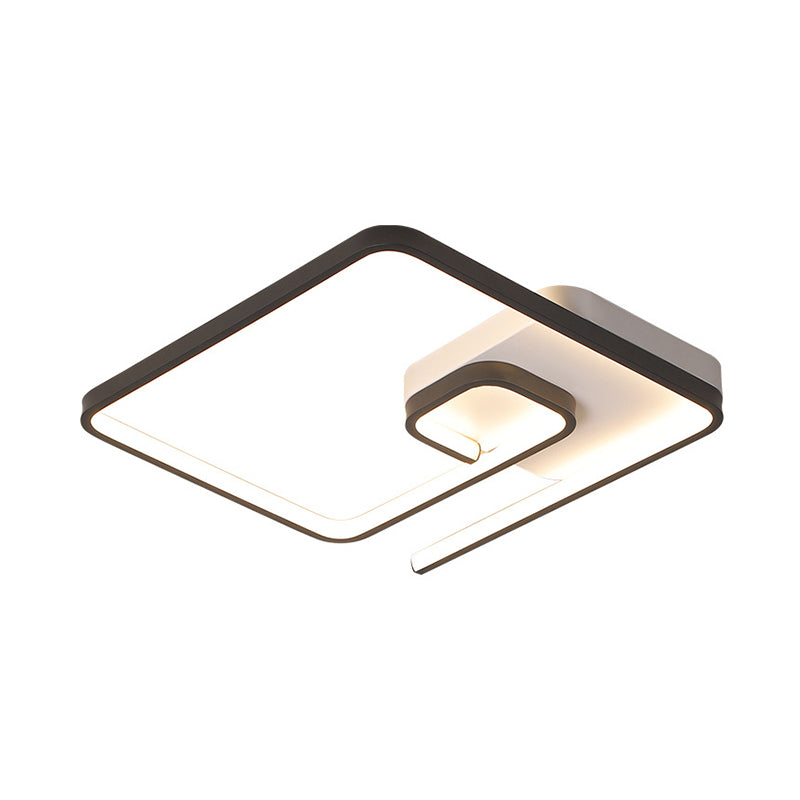 Nordic Squared Flush Lighting Slim Acrylic Led Ceiling Mount - 16.5/20.5 W White/Black Warm/White