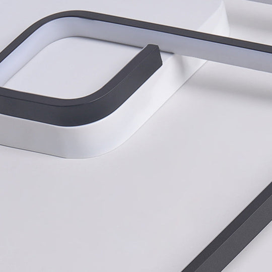 Nordic Squared Flush Lighting Slim Acrylic Led Ceiling Mount - 16.5’/20.5’ W White/Black