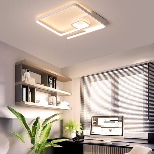 Nordic Squared Flush Lighting Slim Acrylic Led Ceiling Mount - 16.5/20.5 W White/Black Warm/White