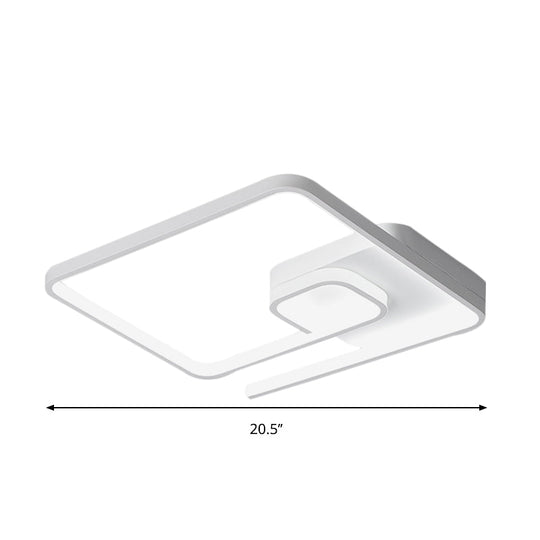 Nordic Squared Flush Lighting Slim Acrylic Led Ceiling Mount - 16.5’/20.5’ W White/Black