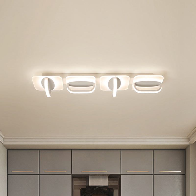 Modern Style Led Linear Ceiling Light Flushmount Design In Warm/White 31.5/39 W - White Acrylic /