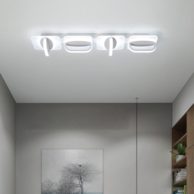 Modern Style Led Linear Ceiling Light Flushmount Design In Warm/White 31.5/39 W - White Acrylic /