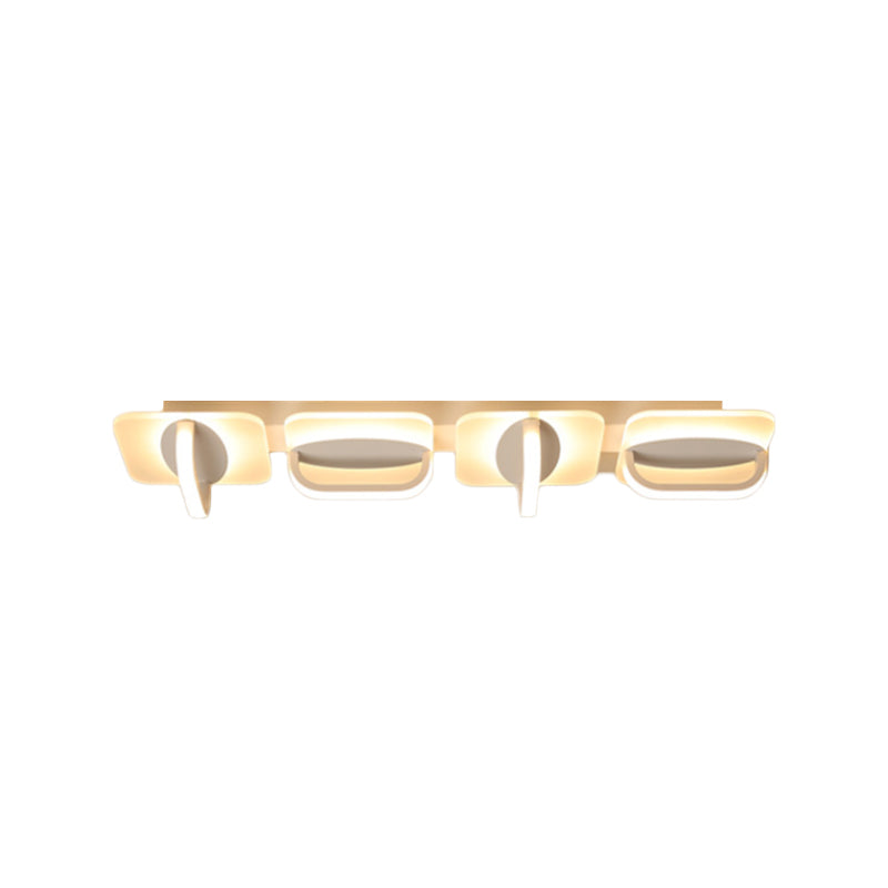 Modern Style Led Linear Ceiling Light Flushmount Design In Warm/White 31.5/39 W - White Acrylic