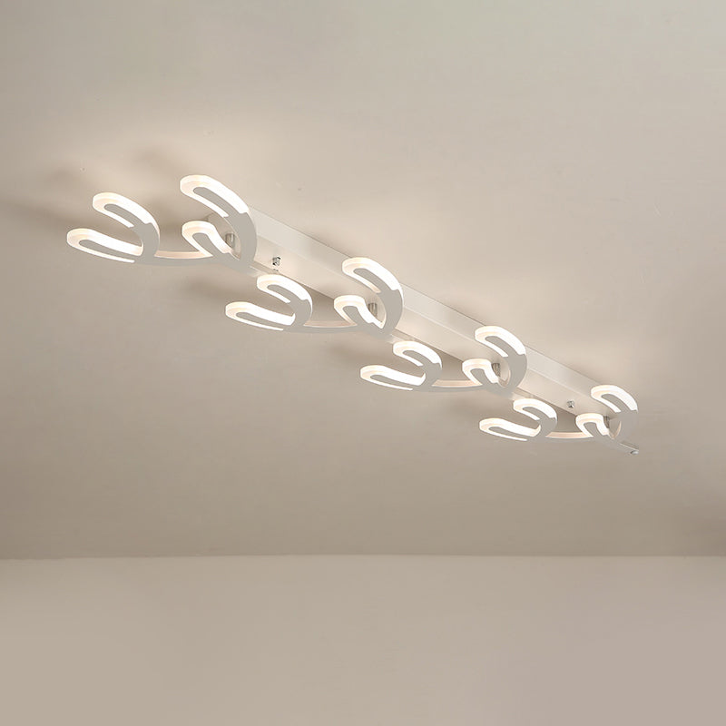 White Acrylic Led Coral Flush Mount Lamp - Minimalist 4/5 - Head Ceiling Lighting For Living Room