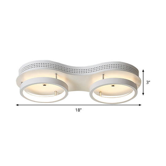 Modern Dual Round Led Ceiling Lamp - Minimal White Acrylic Flush Mount Light Fixture In Warm/White