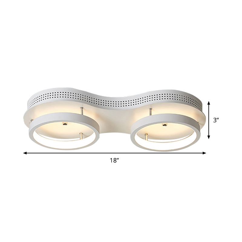 Modern Dual Round Led Ceiling Lamp - Minimal White Acrylic Flush Mount Light Fixture In Warm/White