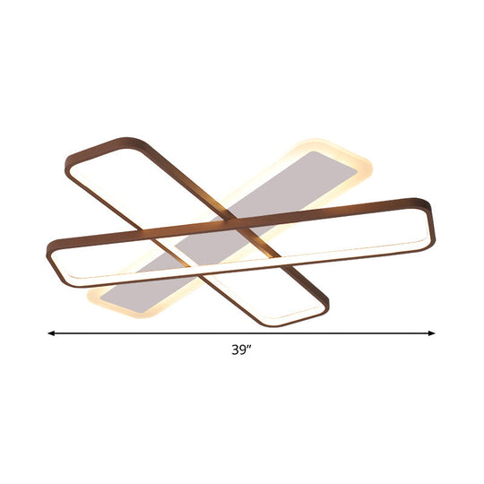 Modern Coffee Overlapped Ceiling Flush Lamp 23.5’/39’ - Super Thin Acrylic Warm/White Led