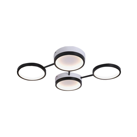 Nordic Acrylic Led Flush Light: Black Molecular Design 4/5 Light Options Warm/White Ideal For Living