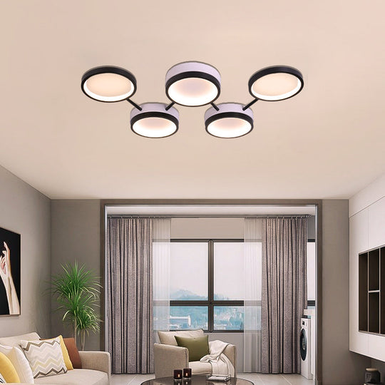 Nordic Acrylic Led Flush Light: Black Molecular Design 4/5 Light Options Warm/White Ideal For Living