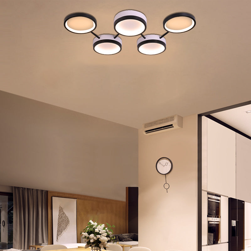 Nordic Acrylic Led Flush Light: Black Molecular Design 4/5 Light Options Warm/White Ideal For